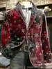 Site independente internacional Amazon TEME blazer de veludo cotelê de manga comprida com dois bolsos masculinos