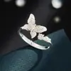Anillo Abierto Súper Hada y Mariposa Hermosa Diseño Original Cepillado Alto Gama Ajustable Anillo de Insecto Anillo Dedo Índice Femenino