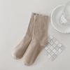 Calcetines de Algodón Puro para Mujer hasta Media Pantorrilla, Calcetines Sin Costuras, Estilo Otoño e Invierno Negro, Calcetines Largos de Maternidad, Dulce Estilo Ins al Por Mayor