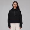 Sudadera Cálida de Terciopelo para Mujer de Manga Larga Casual Moda Scuba con Capucha Media Cremallera Suelta Chaqueta Deportiva de Yoga