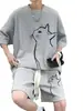 Conjunto casual de dos piezas para hombre de verano: camiseta de manga corta y shorts deportivos tipo jersey de baloncesto, ropa deportiva moderna estilo coreano