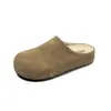 Chinelos Gu Yun Estilo Coreano com Biqueira em Couro Fosco para Mulheres, Uso Externo, Nova Coleção Outono/Inverno 2026, Estilo Birkenstock, Meio Chinelo para Pessoas Preguiçosas