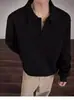 Sudadera de Otoño para Hombre Estilo Old Money Hombros Rectos Cuello Polo Manga Larga, Sudadera Versátil Harajuku Corte Holgado Cuello Solapa