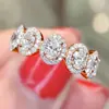 Anillo de circonita de cinco círculos simple Cao Shi, anillo de circonita redonda coreana para mujer, joyería pequeña Yiwu, suministro al por mayor