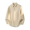 2026 Nuevo Llegada Camisa de Manga Larga con Diseño de Aspecto Lino para Hombre Estilo Retro Japonés Holgada Talla Grande Camisa Casual