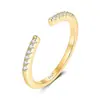 Anillo Abierto Apilable Versátil Transfronterizo Modelo Nuevo S925 Chapado en Oro de 18k Anillo de Fila de Moissanita para Mujeres