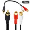 Cable de extensión de audio RCA macho chapado en oro a 2RCA hembra, cable de extensión de audio, cable de doble flor de loto