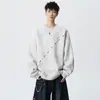 Sudadera tie-dye de cuello redondo para hombre, colección de otoño, con costuras y bordados visibles, corte holgado, estilo high-street, marca de moda, estilo americano, prenda sin capucha para adolescentes