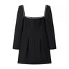 Vestido popular de exportación transfronteriza de Aliexpress al por mayor de ropa europea y americana Za Nuevo cuello cuadrado cintura corta línea A