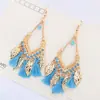 Joyería Transfronteriza Estilo Étnico Borla Gancho para la Oreja Aretes de Hoja de Metal Personalizados Aretes Populares en Internet para Mujer Combinan con Todo para el Cabello