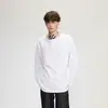 OT Camiseta Henley de Manga Larga para Hombre Otoño Nueva Llegada Cuello Henley para Hombre Retro Americano Holgada Casual Color Sólido Camiseta Base