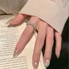 Anillo de Fila Completa de Diamantes Cuadrados Chapado en Oro Real Libro Rojo Pequeño Anillo de Alto Grado de Nicho Anillo de Dedo de Lujo Ligero para Mujer Dropshipping