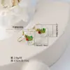 Pendientes de Navidad de Flores Secas de Amazon Diseño Verde Creativo Hechos a Mano de Resina Pendientes de Árbol de Navidad Pendientes de Nicho