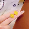 Pendientes de Trébol Picado Chapados en Oro de Latón, Diseño de Nicho, Pendientes de Trébol de la Suerte Coloridos Elegantes de Lujo Ligero para Mujer