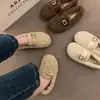 Zapatos para mujer talla grande 40-43, zapatos peludos con tacón, mocasines cálidos y de moda para invierno, mocasines de algodón antideslizantes tipo slip-on de moda 42