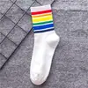 22 meias novas outono e inverno meias arco-íris meias da moda meias de algodão personalidade feminina meias para amantes de esportes e skate outlet de fábrica