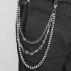 Cinto de corrente de metal de três camadas retrô simples, corrente de jeans estilo punk hip-hop, acessório versátil da moda para homens e mulheres