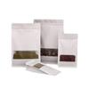 Bolsas de Papel Kraft Blancas con Cierre Autoadhesivo y Base Auto-Soportante, Adecuadas para Empaque de Té, Snacks y Alimentos, con Ventana Transparente, Bolsas Kraft Autoadhesivas Personalizables