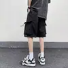 Shorts de trabalho funcionais plus size para homens, shorts casuais finos de verão no joelho, calças esportivas trendy de comprimento médio, shorts de praia