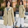 Jaqueta corta-vento casual folgada estilo coreano preguiçoso para mulheres, novo estilo Outono 2025, casaco elegante versátil de comprimento médio