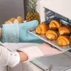 Luvas de silicone grossas isolantes de calor para atacado, utensílio de cozinha, luvas anti-queimadura com adição de algodão para forno, luvas domésticas para micro-ondas