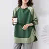 Calidad Garantizada, No Hace Bolitas, Tallas Grandes, Rejuvenecedor, Sudadera Delgada Jacquard Estilo Chino Nuevo, Top Holgado de Retazos para Primavera y Otoño