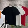 Camiseta Casual Europea de Moda con Cuello Medio Alto y Manga Corta para Hombre, Marca de Verano de Moda Insignia de Triángulo de Lujo Ligero Top de Manga Corta