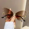 Óculos de Sol Borboleta Olho de Gato Sem Aro Óculos de Sol Populares Feminino Masculino Tons Óculos de Sol Grandes feminino Masculino Festa Viagem Óculos