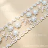 Ribete de encaje de malla bordado soluble en agua, bufanda de seda, ribete de falda de rosa de punto de cruz de hilo fino, accesorios para vestidos, en stock