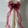 Cortina de Red Decorativa con Lazo de Camelia de Perlas Estilo Francés, Cinta Decorativa para Boda, Habitación, Sala de Estar