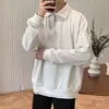 Nueva camiseta tipo polo de media cremallera transfronteriza para hombre, suéter informal retro americano holgado con un diseño elegante y un cuello camisero
