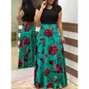 Vestido Largo Estampado Floral con Bloques de Color Estilo Europeo y Americano de Venta Caliente 2019 para Mujer, Envío Mismo Día S-5Xl