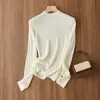 Roupas Zhengqite/ Suéter Longo de Lã Sem Costura Peça Única Padrão Espinha de Peixe Gola Meia-Alta Manga Longa