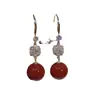 Brincos de Nicho Elegantes Avançados Brincos para Afinar Rosto Redondo Nova Moda Retro Bola de Diamante Brincos de Pérola Vermelha Explosões