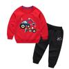 2026 Nuevo Conjunto de Dos Piezas de Algodón para Niños Estilo Coreano con Mangas Largas y Pantalones Largos con Estampado de Excavadora de Dibujos Animados Conjunto de Sudadera para Niños para Deportes