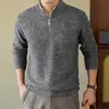Suéter de punto grueso con cremallera a media altura y cuello alto, forrado de forro polar para hombre, nuevo suéter cálido de capa base para otoño e invierno 2026