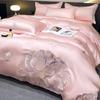 Juego de 80 colchas de seda helada de cuatro piezas con bordado pesado, sábanas de tencel, sedosas, para dormir desnudo, ropa de cama, venta al por mayor