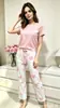 2026 Nuevo Hogar Conjunto de Dos Piezas de Manga Corta y Pantalón Largo Estampado Femenino Casual de Verano Conjunto de Dos Piezas Estampado 7077