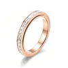 Anel Rotativo de Aço Titânio com Diamantes Inteiros de Linha Única, Vendido Globalmente, para Mulheres, Anel Elegante de Aço Inoxidável com Cravação de Diamantes para Casais, Atacado