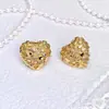 Pendientes Geométricos Dorados en Forma de Corazón Más Vendidos de Amazon, Estilo Europeo y Americano, Incrustados con Circonita, Pendientes para Mujer, Lujo Ligero