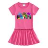2023 verão novo estilo coreano roupas infantis vestido de manga curta meia manga bebê orelha de madeira plissada estilo ocidental saia fina