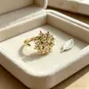 Joia de Nicho Europeia e Americana Popular Transfronteiriça Anel Ajustável de Inverno com Floco de Neve Full Diamond de Camada Dupla Venda por Atacado