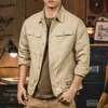 Jaqueta de trabalho retrô estilo americano para homens, leve, nova coleção 2026, camisa cáqui com gola alta, respirável e adequada para uso business casual, para vendas transfronteiriças