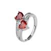 Celebridad de Internet en vivo nuevo anillo abierto de corazón rojo paloma para mujer con incrustaciones de circón rojo granate moda europea y americana anillo combinable