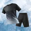 Traje Deportivo Casual de Gradiente para Pareja de Verano, Traje Transpirable de Seda Helada, Ropa Deportiva de Talla Grande de Moda Casual para Hombres y Mujeres