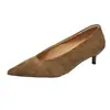 Zapatos de Suede con Punta Cruzada de Tacón Bajo 2026 Primavera Nuevos Talla Grande Elegantes Stiletto Boca Baja Profesionales para Mujer