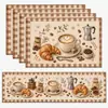 Conjunto de cinco peças de caminho de mesa e porta-copos transfronteiriço, decoração de tecido de toalha de mesa estampada, móveis macios para casa, envio direto de uma peça, suporta personalização