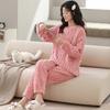 Invierno cálido franela ropa de casa nuevo pijama de forro polar engrosado traje de vellón coral para mujer venta al por mayor de fábrica