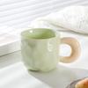 Taza fufu de leche con tapa cuchara taza de café de cerámica de alto valor para niña linda pareja oficina taza de desayuno