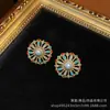 Brincos Vintage Ocidentais Medievais Banhados a Cobre do Século XVIII em Estilo Palácio Dourado com Esmalte de Strass